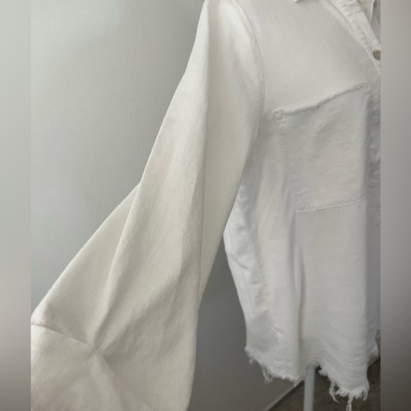 Show Me Your MUMU white Tunic Raw Hem Top Small - Picture 4 of 8
